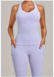 Women's Seamless Yoga Vest Sports Fitness Gym Beauty Back Top Nude Slim Fit Training Running Workout Vest