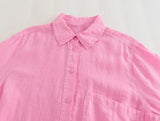 Foridol Casual 2 Pcs Shorts Women Set Linen Cotton Pink Oversize Buttons Shirt+shorts Outfits Summer Autumn White Fashion Set
