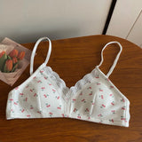 MOYISU Japanese Push Up Bra - Wireless Lace Bralette for Small Chest, Anti Sagging Comfort No Underwire Teens Slimming Lingerie