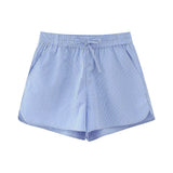 Foridol Stripes Crop Top+shirt 2 Pcs Outfits Women Casual Summer Autumn Casual Set Blue Matching Set Shorts Set Female Suit