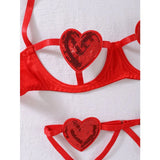 Toucheart Erotic Love Lingerie Panty Garters Patchwork 3PCS Skinny Backless Delicate Hot Women Seductive Intimate Underwear Set