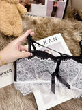 MOYISU Push Up Bra for Small Bust - French Chic Lace Bralette Set, Wireless Comfort Support Anti-Sag Underwear for Petite Women