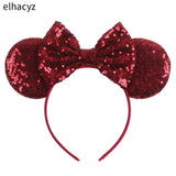 2025 Chic Disney Embroidery Sequin Minnie Ears Headband DOT Bow Hairband Girls Women Party Head Wear Kids DIY Hair Accessories