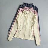 Women's Long-Sleeved Fleece Jacket Slimming Warm Coat for Yoga Pilates Fitness Running - Autumn Winter Sports Outerwear
