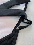 Splicing V Neck Cross Backless Women Thong Swimwear One Piece Swimsuit Female Monokini High Leg Cut Bathing Suit Swim Beach Wear