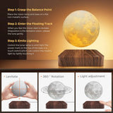 Mexllex Magnetic Floating Rotating Moon Lamp With Wooden Base