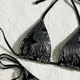 Sparkling Star Sequins Halter Bikini Women Swimsuit Female Swimwear Two Pieces Bikini Set Brazilian Bathing Suit Swim Beachwear