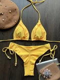 New Solid Color Bikini Set 2026 Women's Swimsuit Hanging Neck Rope Split Swimsuit 2-piece Set Summer Beachwear