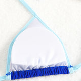2026 Summer Women Patchwork Swimsuit Sexy Backless Neck Bikini Set Lace-up Bathing Suit Beachwear Femme Padded Swimwear Holiday