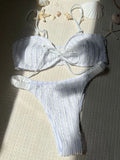 Wrinkled Crinkled Tie Knotted Bikini Women Swimwear Female Swimsuit Two-pieces Bikini Set Brazilian Bathing Suit Swim Beach Wear