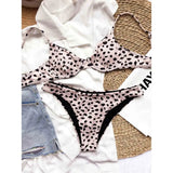 Sexy Leopard Bikini Swimsuit Female Swimwear Women Two-pieces Bikini set Underwired Bra Cup Bather Bathing Suit Swim Lady V2740