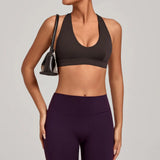 Sports Bra Gathered Neck Hanging Style Backless Tight Yoga Bra Women's Top Fitness Outdoorsports Pilates Training Gym Workout