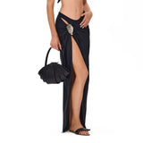 2025 New Sexy Tube Top Bikini set and Skirt Swimwear Women Metal Decoration Bodysuit Lace-up Bathing Suit Beachwear Biquini