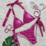 Glossy Sexy Bikinis 2026 Swimsuit With Rhinestones Women Swimwear Female Push Up Bikini Beach Swim Wear Bathing Suit Pool Bather