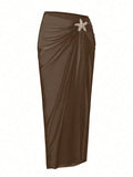 Vintage Black White Long Skirt Swimwear Sets Women Deep V Neck Starfish Hollow Out Bathing Suit Holiday One Piece Swimsuit 2026