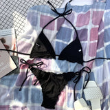 Ribbed Ruffled Frilled Brazilian Bikini Women Swimsuit Female Swimwear Two Pieces Bikini Set Halter String Bathing Suit Swim