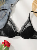 Beautiful fashionable colored strip steel support underwear thin lace semi transparent women's underwear sexy Lingerie HR2635