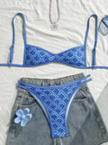 S - XL Flowers Printed High Leg Cut Bikini Female Swimsuit Women Swimwear Two-pieces Bikini set Bather Bathing Suit Swim V6965