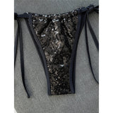 Sequins Halter Bikini Female Swimsuit Women Swimwear Two-Pieces Bikini Set High Cut Leg Padded Bather Bathing Suit Swim V8302