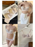 TikTok Viral MOYISU Summer Satin Bralette Strapless Push Up Bra&Set French Retro Anti Sag Lingerie Set Small Breast Support Gift