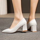Zoki 2025 Thick Heels Basic Pumps for Women Solid Color Pointed Toe High Heel Office Shoes Woman Shallow Plus Size Pumps 35-42