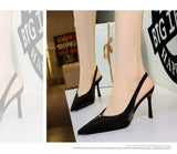 BIGTREE Shoes Sweet Metal Decoration Women Pumps Pointed High Heels silks satins heeled Sandals Women Summer Shoes Stiletto 8 cm