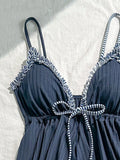 New 2026 Fashion Swimsuit Women Frill Trim Tankini Strappy Vest with Bow Swimwear Ruffles Beachwear Holiday Look Bathing Suits