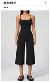 Gym Workout Yoga Sets Women Square Neck Slimming Sports Tank Top Fitness Gym Suit Outdoor High Waist Flare Pants Two-piece Set