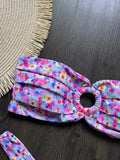 Sexy Colorful Floral Printed Bandeau Bikini Female Swimsuit Women Swimwear Two-pieces Bikini set Bather Bathing Suit Swim