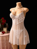 White Sexy Women's Underwear: Laceless Panties with Cutouts, Sexy Halter Dresses, Female Erotic Wear, Naughty Pajamas ZA825096