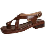 Women's Sandals Retro French Style Clip Toe Square Toe Buckle 2026 Sandals Comfortable Soft Sole Simple Versatile Sandalias