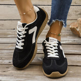 Comfortable Mixed Color Lace Up Tennis Sneakers Women Spring Anti Slip Soft Sole Flat Shoes Woman Round Toe Sports Walking Shoes