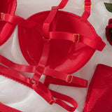 Toucheart Erotic Lingerie Hollow Seductive Shaping Bra Set Gathering Passionate Sexy Luxurious Intimate Underwear Four-piece Set