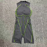 Yoga Jumpsuit Summer Short Sleeveless Sports Wear Gym Fitness Sports Bodysuit Women Dance Running Workout Clothes Yoga Jumpsuit