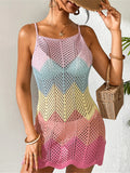2025 New Colorful Hollow Out Crochet Knitted Tunic Beach Cover Up Cover-ups Beach Dress Beach Wear Beachwear Female Women K6522
