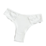1 Pack Women's Lace Trim Ribbed Cotton Panties Breathable Low-Waist Briefs Sexy Side Lace Lingerie Skin-Friendly Underwear S-L