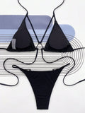 Sexy Wrinkled Halter High Cut Bikini Female Swimsuit Women Swimwear Two-pieces Bikini set Hollow Out Bather Bathing Suit Swim