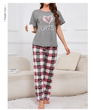 Women's Pajamas 3-Piece Set Sleepwear Home Clothes Autumn Short Sleeve Top with Shorts & Long Pants Loungewear Short Suit Pyjama