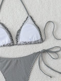 Halter Triangle String Bikinis 2026 Women Sexy Striped Swimsuit Ruffle  Swimwear Female Bathers Bathing Swimming Swim Suit