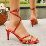Sexy Banquet Party High Heel Sandals Women Fashion Ankle Wrap Stiletto Heels Sandalias Mujer Plus Size 43 Pointed Toe Sandalias