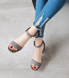Women Sandals New Summer Fashion Sandals Medium High Heels Outdoor Elegant Wedding Shoes Bridal Plus Size Buckle Strap Sandals
