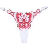 Butterfly Lace Thong for Women Low Waist G-String Transparent Mesh Panties Sexy Embroidered Briefs Adjustable Waist Culotte Femm
