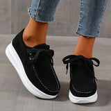 Yellow Lace Up Thick Bottom Sneakers Women Lightweight Wedges Platform Sport Shoes Woman Plus Size 43 Anti Slip Walking Shoes