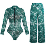 Surfing Sport Swimsuit Long Sleeves Women One Piece Swimsuit with Cover up 2026 Swimwear Bathing Suit Tropical Bodysuit Female