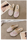 Breathable Mesh Linen Slippers For Women Summer Flat Shoes Anti-slip Female Indoor Outdoor Slides Office Lady Walking Sandals