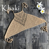 6 Colors Crochet Knitted Halter Bikini Top Female Swimsuit Women Swimwear Bather Bathing Suit Swim Hollow Out Beach Top V4192