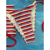 S - XL With Shorts Striped Halter Bikini Women Swimwear Female Swimsuit Three-pieces Bikini set Bather Bathing Suit Swim V8130