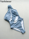 Asymmetric Cut Out One Shoulder Women Swimwear One Piece Swimsuit Female High Leg Cut Monokini Bather Bathing Suit Swim V7949