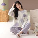 Pure cotton pajamas for women, long-sleeved trousers, can be worn outside, pure cotton home clothes, Class A antibacterial 100%
