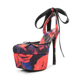 New Design Platform Women High Heeled Sandals for Woman's Square Toe Butterfly-Knot Ankle Riband Thin Heels Shoes Mujer Pumps
